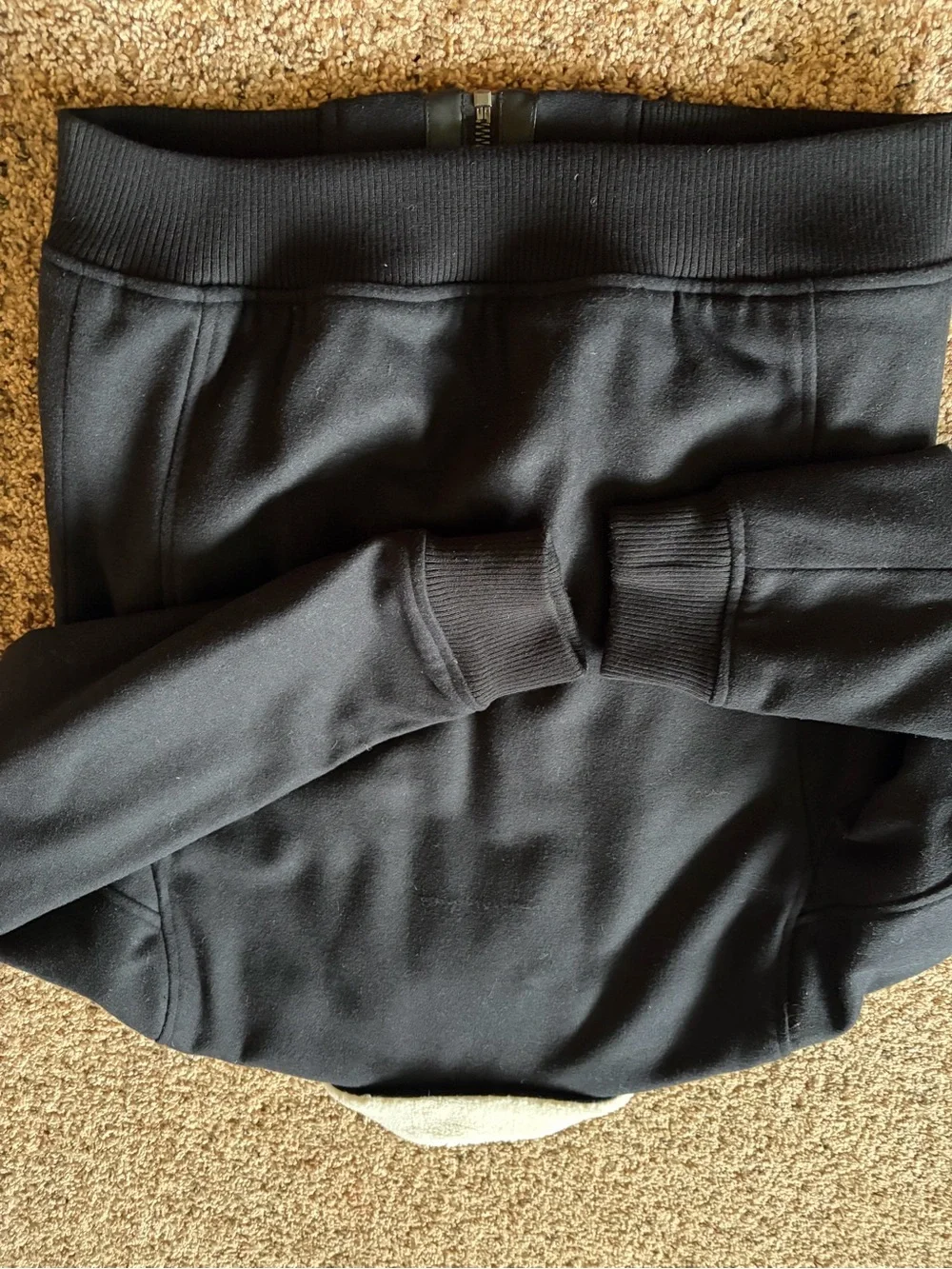 DKNY Black Bomber Jacket with Cream Sherpa Collar